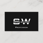 Carte De Visite Noir classique Blanc moderne avec Monogramme et ph (Devant)