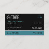 Carte De Visite Noir classique Turquoise et blanc simple avec Mono (Dos)