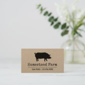 Carte De Visite Noir Cochon Silhouette Simple Animal de ferme Pays (Debout devant)