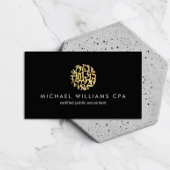 Carte De Visite Noir Comptable Logo de Faux Gold