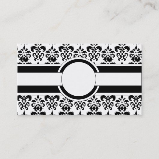 Carte De Visite Noir damas et monogramme (Devant)