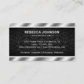 Carte De Visite Noir Damas métal acier Couronne d'argent (Dos)