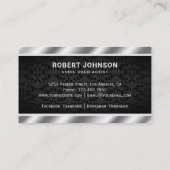 Carte De Visite Noir Damas Microphone Métallophone Voix sur l'arti (Dos)