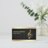 Carte De Visite Noir Damask Gold Note musicale Clef Music Enseigna (Debout devant)