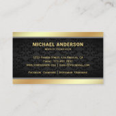 Carte De Visite Noir Damask Gold Note musicale Clef Music Enseigna (Dos)