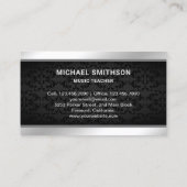 Carte De Visite Noir Damask Music enseignant Silver Drummer Kit (Dos)