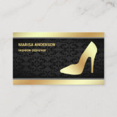 Carte De Visite Noir Damask Or tendance Huile talons hauts Stilett (Devant)