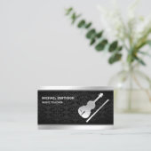 Carte De Visite Noir Damask Silver Violon Musique Enseignant Violo (Debout devant)