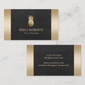 Carte De Visite Noir d'ananas d'or et planification royaux (Devant / Derrière)