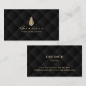 Carte De Visite Noir d'ananas moderne et motif de luxe d'or (Devant / Derrière)