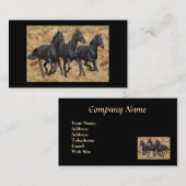 Carte de visite noir de beautés de chevaux (Devant / Derrière)