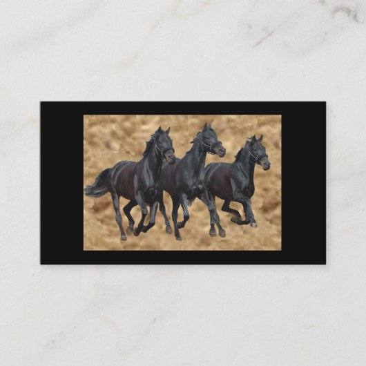 Carte de visite noir de beautés de chevaux (Devant)