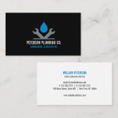 Carte De Visite Noir de clé de chute du logo de plomberie professi (Devant / Derrière)