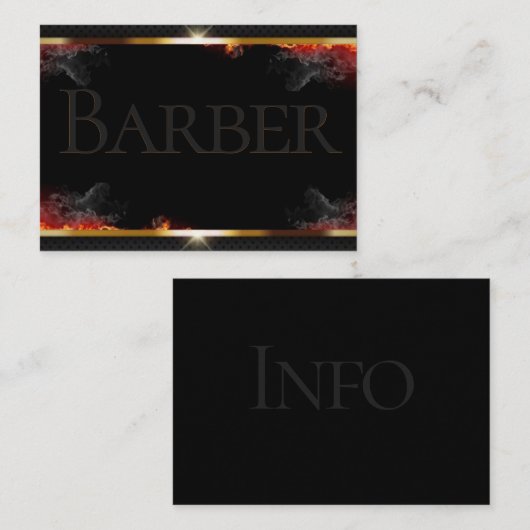 Carte De Visite Noir de coiffeur, gris, or (Devant / Derrière)