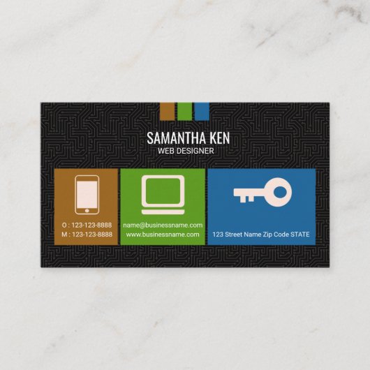 Carte de visite noir de concepteur de Web de carte (Devant)