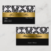 Carte de visite noir de damassé d'or blanc (Devant / Derrière)