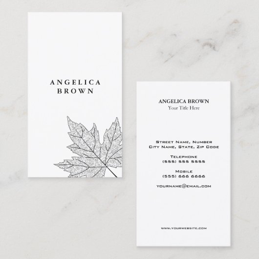 Carte de visite noir de feuille d'érable (Devant / Derrière)