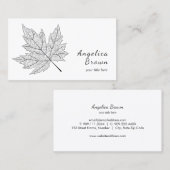 Carte de visite noir de feuille d'érable (Devant / Derrière)