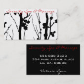 Carte De Visite noir de fleurs de cerisier (Devant / Derrière)