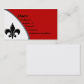 Carte De Visite Noir de KRW et ton de Red Fleur De Lis deux (Devant / Derrière)
