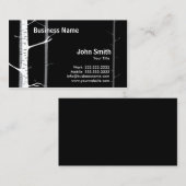 Carte de visite noir de la forêt de bouleaux blanc (Devant / Derrière)