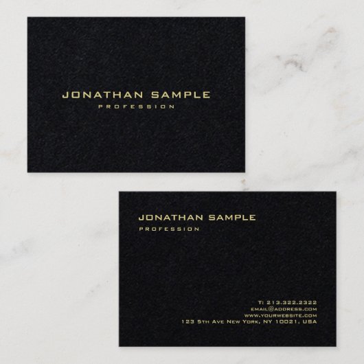 Carte De Visite Noir de la meilleure qualité des textes élégants (Devant / Derrière)