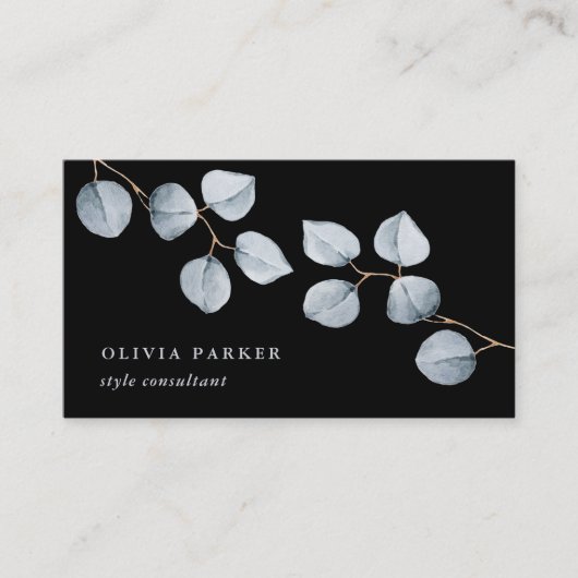 Carte De Visite Noir de la simplicité | d'eucalyptus (Devant)