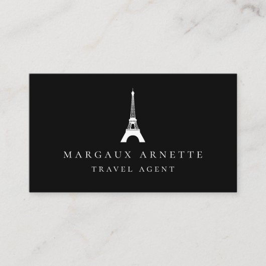 Carte De Visite Noir de logo de Tour Eiffel (Devant)