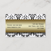 Carte de visite noir de maquilleur de damassé d'or (Dos)