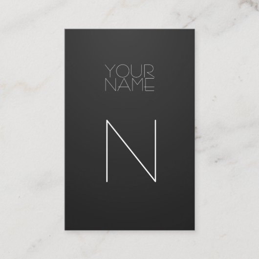 Carte De Visite Noir de monogramme de mode élégant (Devant)