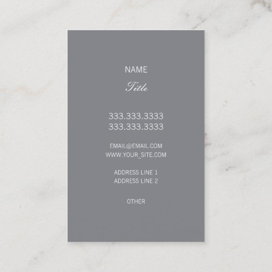 Carte De Visite Noir de monogramme de mode élégant (Dos)