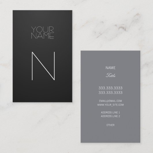 Carte De Visite Noir de monogramme de mode élégant (Devant / Derrière)