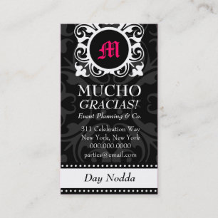 CARTE DE VISITE NOIR DE MONOGRAMME DE ROCKIN MUCHO