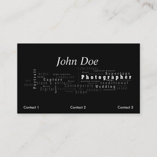 Carte de visite noir de photographe (Devant)