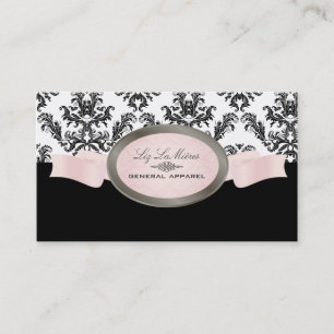 Carte De Visite Noir de PixDezines, rose, damassé blanche de