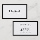 Carte de visite noir de professeur remplaçant de (Devant / Derrière)