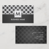 Carte De Visite Noir de recouvrement simple de monogramme de motif (Devant / Derrière)