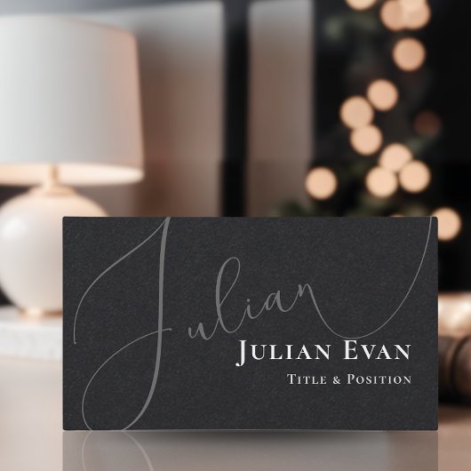 Carte de visite noir de script cursif professionne