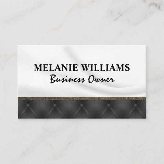 Carte De Visite Noir de soie blanche Matière rembourrée (Devant)