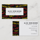 Carte de visite noir de tuteur de langue allemande (Devant / Derrière)