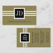 Carte De Visite Noir d'or de monogramme de cabinet juridique (Devant / Derrière)