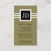 Carte De Visite Noir d'or de monogramme de cabinet juridique (Dos)