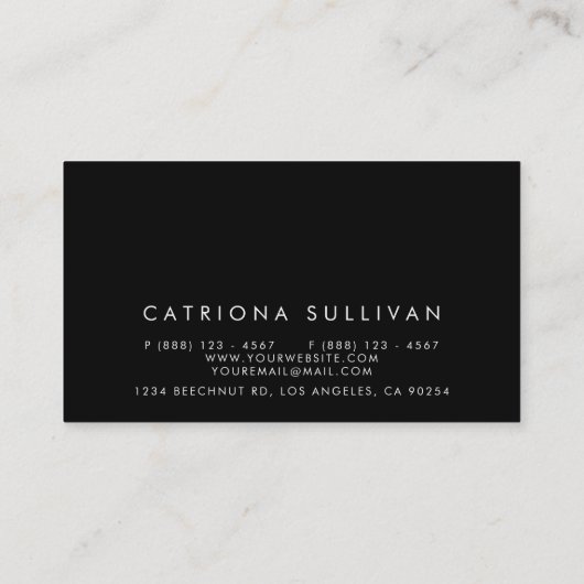 Carte de visite noir Elegance moderne (Dos)
