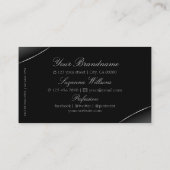 Carte De Visite Noir élégant avec bordure en argent et logo modern (Dos)