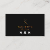 Carte De Visite Noir élégant avec monogramme et bijoux Cool modern (Devant)