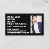 Carte De Visite Noir élégant, Comédien, Comedy Club (Dos)