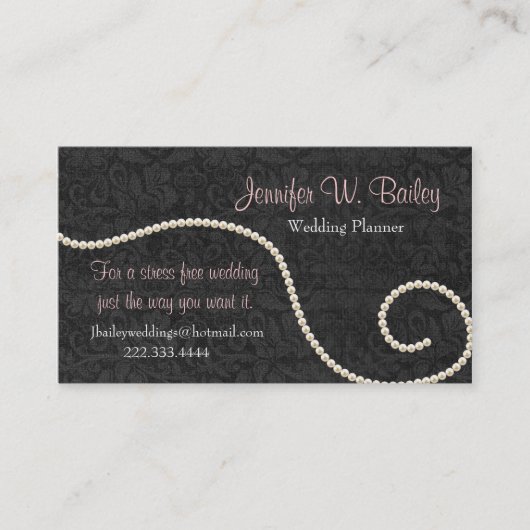 Carte de visite noir élégant de damassé et de (Devant)