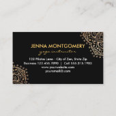 Carte De Visite Noir élégant d'or de mandalas de l'instructeur | (Dos)