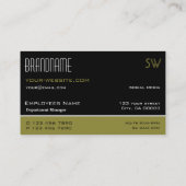 Carte De Visite Noir élégant et moutarde simple avec Monogramme (Dos)