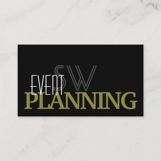 Carte De Visite Noir élégant et moutarde simple avec Monogramme (Devant)